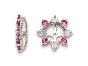 Sterling Silver 0.007 ct. Diamond Created Pink Sapphire Earring Jacket