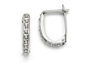 Sterling Silver 0.010 ct. Platinum plated Diamond Mystique Oval Hoop Earrings