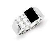 Sterling Silver Men s CZ and Onyx Ring