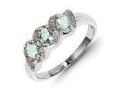 Sterling Silver Rhodium Green Amethyst Diamond Ring