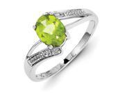 Sterling Silver Rhodium Peridot Diamond Ring