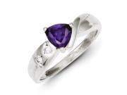 Sterling Silver Purple Trillion CZ Ring