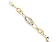 14k Two Tone Gold Textured Hollow w ext. Link Bracelet