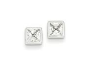 14k White Gold Polished Square CZ Post Stud Earrings