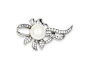 Sterling Silver Imitation Freshwater Cultured Pearl CZ Pin
