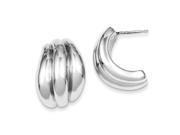 Sterling Silver Polished Rhodium Plated Hollow Post Earrings