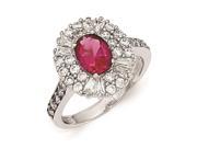 Cheryl M Sterling Silver CZ and Synthetic Ruby Ring