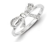 Sterling Silver Rhodium Plated Diamond Bow Ring