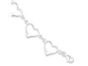 Sterling Silver 7in Heart Bracelet