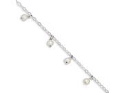 Sterling Silver 7in White Cultured Freshwater Pearl Bracelet