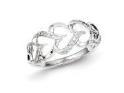 Sterling Silver Rhodium Plated Diamond Heart Ring