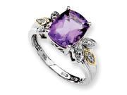 Sterling Silver 14K Amethyst and Diamond Ring
