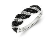 Sterling Silver Black and White Diamond Alternating Twist Ring