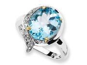 Sterling Silver 14K Sky Blue Topaz Diamond Ring