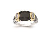 Sterling Silver w 14k Black Onyx and Diamond Ring