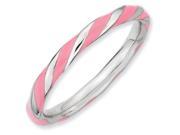 Sterling Silver Stackable Expressions Twisted Pink Enameled Ring