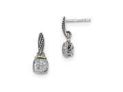 Sterling Silver w 14k Diamond Dangle Post Earrings