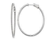 Sterling Silver Rhodium plated CZ In and Out Oval Hoop Earrings