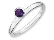 Sterling Silver Stackable Expressions High 4mm Round Amethyst Ring