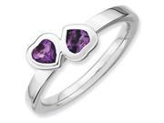 Sterling Silver Stackable Expressions Amethyst Double Heart Ring