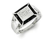 Sterling Silver Rhodium Plated Black and White Diamond Men s Ring
