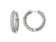 Sterling Silver Rhodium plated Pave CZ In and Out Hoop Earrings