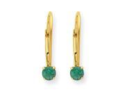 14k Madi K 3mm Genuine Emerald May Leverback Earrings