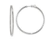 Sterling Silver Rhodium plated CZ In and Out Hoop Earrings