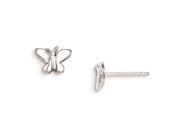 Sterling Silver RH Plated Child s Polished Butterfly Post Earrings