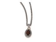 Sterling Silver w 14ky Garnet Pear Shaped Necklace