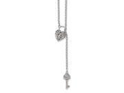 Sterling Silver w 14k Diamond Heart Lock and Key Necklace