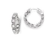 Sterling Silver Rhodium Plated CZ In and Out Hoop Earrings