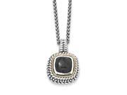 Sterling Silver w 14k Antiqued Cabochon Onyx Necklace