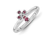Sterling Silver 0.130ct. Stackable Expressions Rhodium Created Ruby Cross Ring