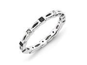 Sterling Silver Stackable Expressions Black White Diamond Ring