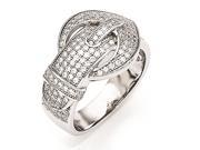 Sterling Silver CZ Brilliant Embers Buckle Ring
