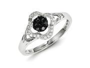 Sterling Silver Black White Diamond Ring
