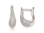 Sterling Silver CZ Brilliant Embers Polished Hinged Hoop Earrings