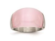 Stainless Steel 12mm Pink Cat s Eye Ring