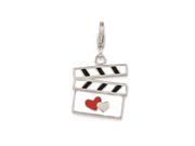 Sterling Silver Enamel Movie Clapperboard w Lobster Clasp Charm