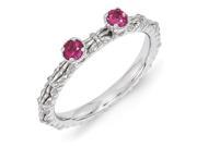 Sterling Silver 0.320ct. Stackable Expressions Created Ruby Two Stone Ring