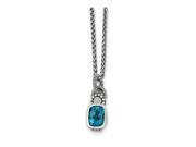 Sterling Silver London Blue Topaz Diamond Necklace