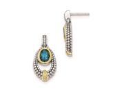 Sterling Silver w Gold Flash plating London Blue Topaz Dangle Earrings