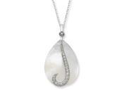 Sterling Silver Mother of Pearl CZ Tear From Heaven 18in Necklace