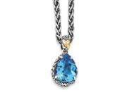 Sterling Silver w 14k Blue Topaz Necklace