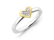 Sterling Silver Stackable Expressions Heart w Diamond Vermeil Ring