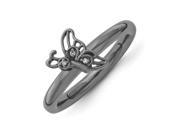 Sterling Silver 0.015ct. Stackable Expressions Black plated Butterfly w Diamond Ring