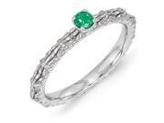 Sterling Silver 0.110ct. Stackable Expressions Created Emerald Single Stone Ring