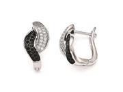 Sterling Silver Blk White CZ Brilliant Embers Black Rhodium Earrings