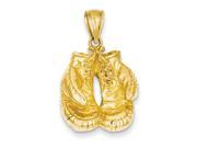 14k Yellow Gold Solid Polished Open Backed Boxing Gloves Pendant